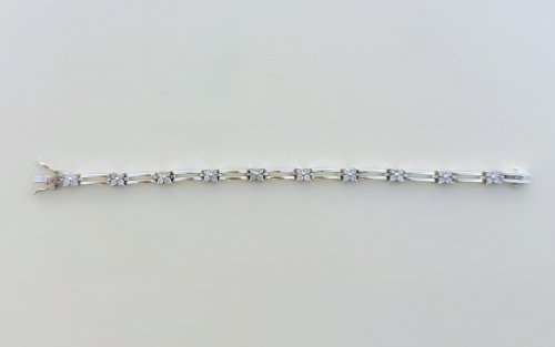 Silver Bracelet With Sparkling Floral Motifs. NEW STOCK.