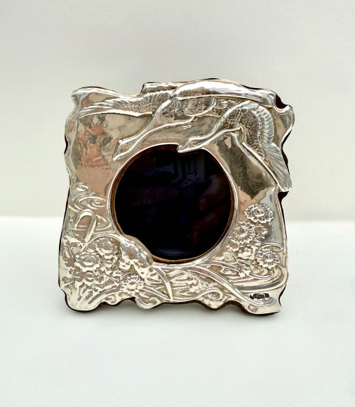 Vintage Silver Photo Frame / Swans. 