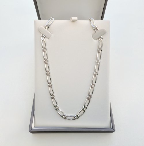 Hallmarked Silver Long Figaro Chain. NEW STOCK.