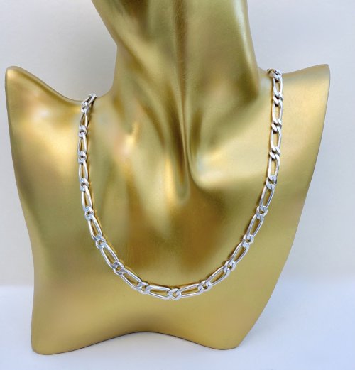Hallmarked Silver Long Figaro Chain. NEW STOCK.