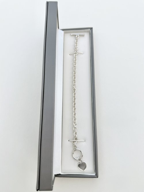 Silver Link Bracelet with Heart Charm. NEW STOCK.