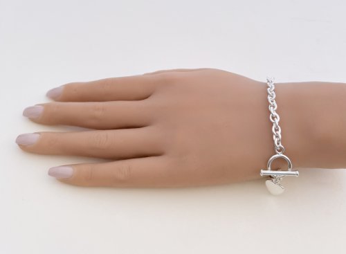 Silver Link Bracelet with Heart Charm. NEW STOCK.