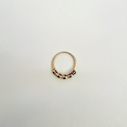 9ct. Gold Half Eternity Style Emerald &amp; Diamond Ring. NEW STOCK.