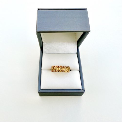 10ct. Gold 5-Stone Citrine Ring. NEW STOCK.