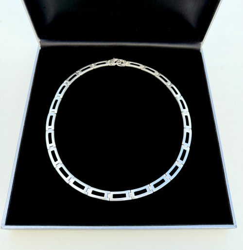 Silver Flat Link Neck Chain - Roman design. NEW STOCK.