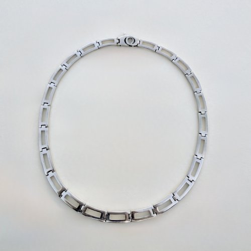 Silver Flat Link Neck Chain - Roman design. NEW STOCK.