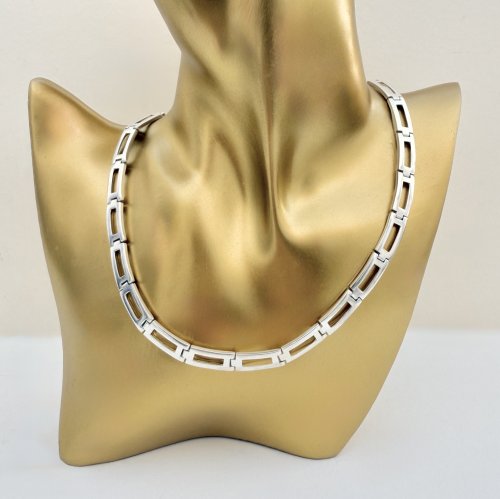 Silver Flat Link Neck Chain - Roman design. NEW STOCK.