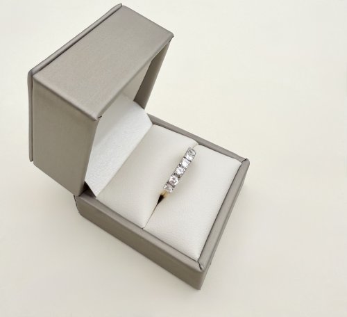 9ct. Yellow Gold 7-Stone Half Eternity CZ Ring. NEW STOCK.