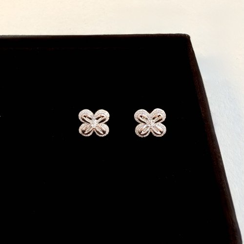 9ct. White Gold Floral Design Diamond Earrings. NEW STOCK.