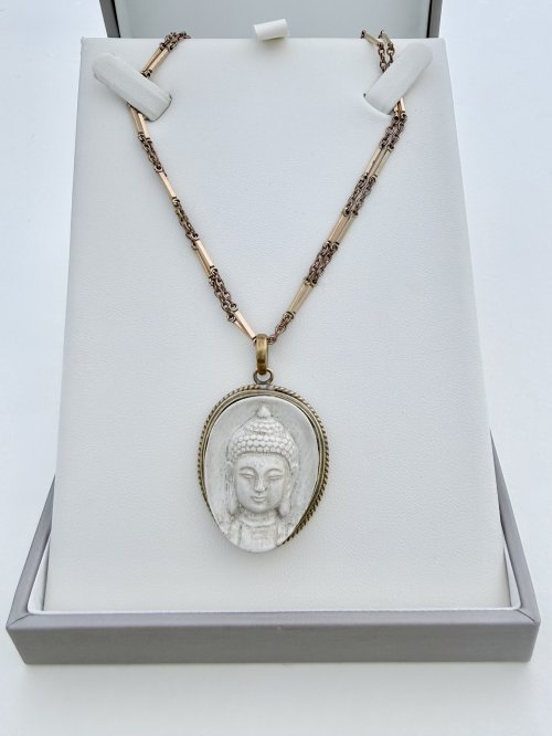 Buddha Head Pendant - Brass setting. NEW STOCK.