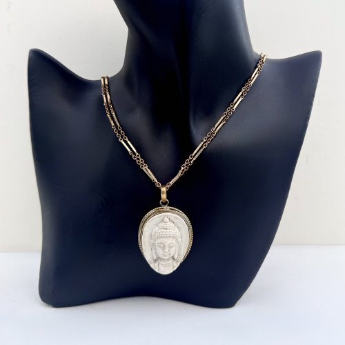 Buddha Head Pendant - Brass setting. NEW STOCK.