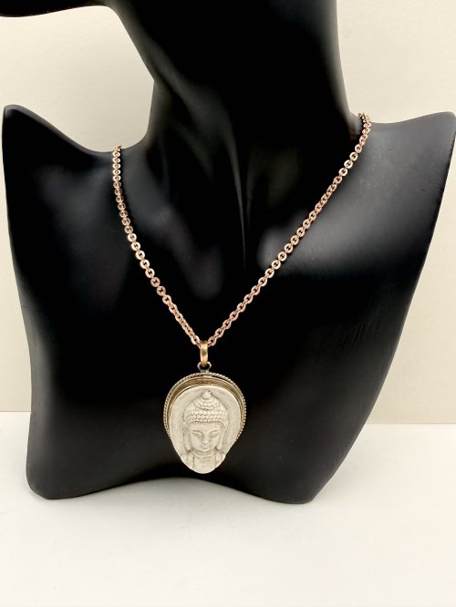 Buddha Head Pendant - Brass setting. NEW STOCK.