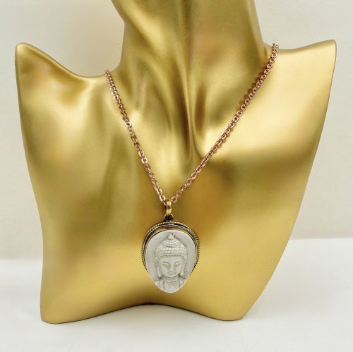Buddha Head Pendant - Brass setting. NEW STOCK.