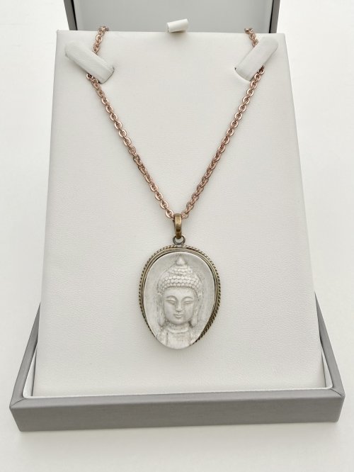 Buddha Head Pendant - Brass setting. NEW STOCK.