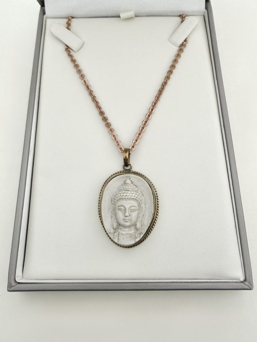 Buddha Head Pendant - Brass setting. NEW STOCK.
