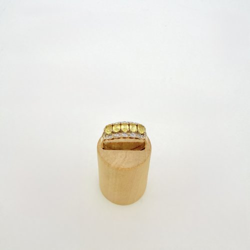 9ct. Gold 5-Stone Yellow Sapphire &amp; Diamond Ring. NEW STOCK.