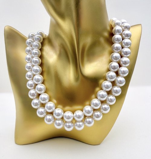Pearl Necklace 12 mm. Double Row. NEW STOCK.