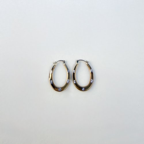 9ct. Yellow Gold Star-Embossed Oval Hoop Earrings. NEW STOCK.