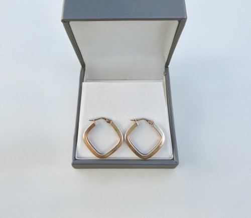 9ct. Yellow Gold Square Hoop Earrings. NEW STOCK. 