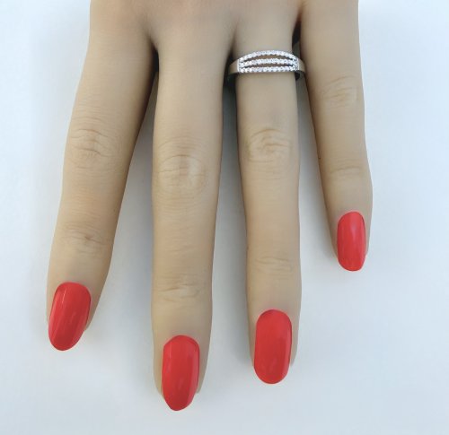 9ct. White Gold Three-Row Half Eternity Ring. NEW STOCK.