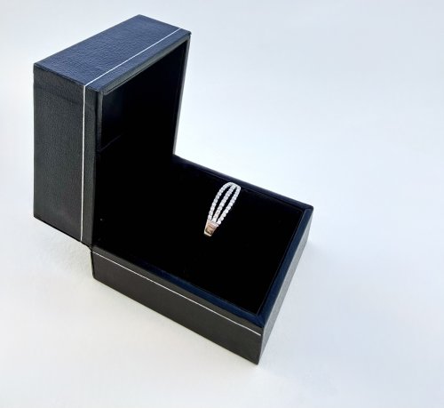 9ct. White Gold Three-Row Half Eternity Ring. NEW STOCK.