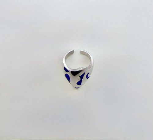 Handcrafted Italian Silver Ring with Cobalt Blue Enamel Design.  NEW STOCK.