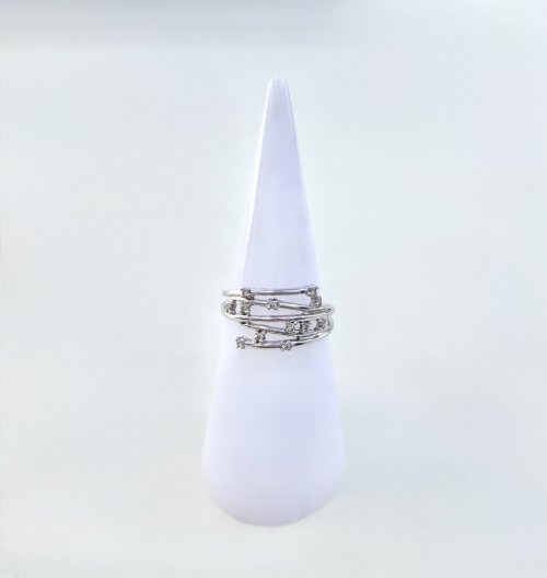 9ct. White Gold Raindance Ring / 12 Diamonds. NEW STOCK.