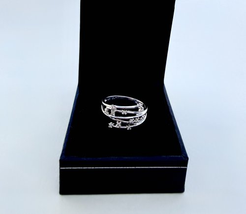 9ct. White Gold Raindance Ring / 12 Diamonds. NEW STOCK.