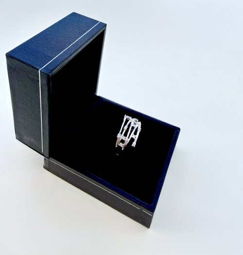 9ct. White Gold Raindance Ring / 12 Diamonds. NEW STOCK.