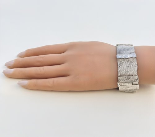 Edwardian Silver Mesh Bracelet. NEW STOCK. 
