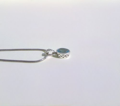 Silver Sky Blue Topaz Pendant 16.