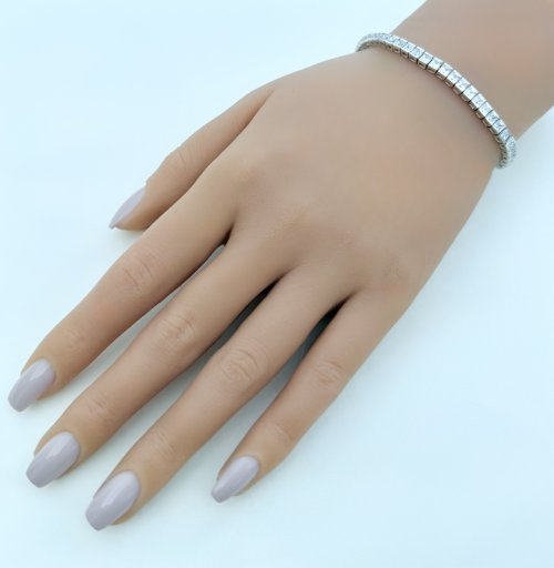 Silver Tennis Bracelet with Square-Cut CZ's. NEW IN.