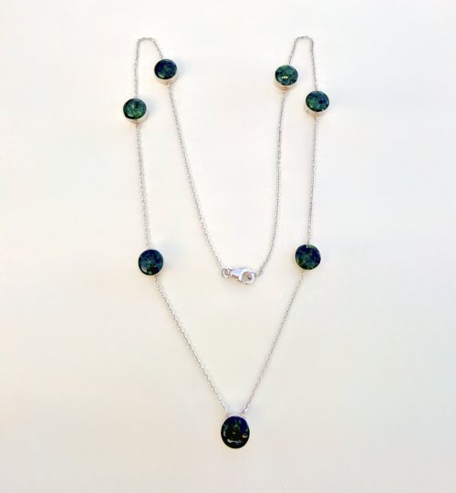 Sterling Silver Emerald Green Gemstone Necklace. NEW ARRIVAL.