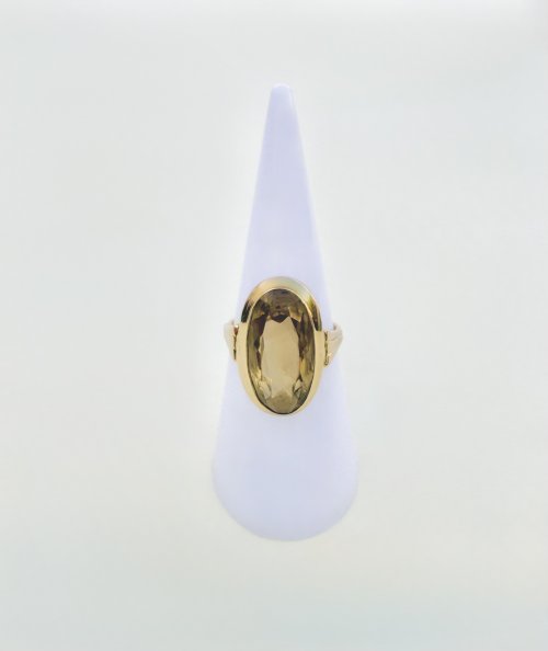 Hallmarked 9ct. Yellow Gold Oval Faceted Citrine Ring. NEW STOCK. SOLD. 