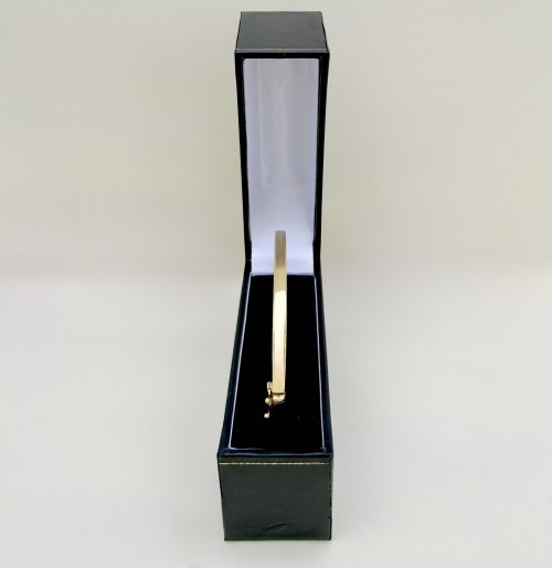 Hallmarked 9ct. Yellow Gold Rectangular Bangle. NEW STOCK.