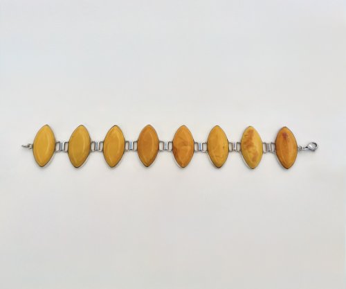 Silver Bracelet with Marquise-Cut Yellow Stones. NEW IN STOCK.