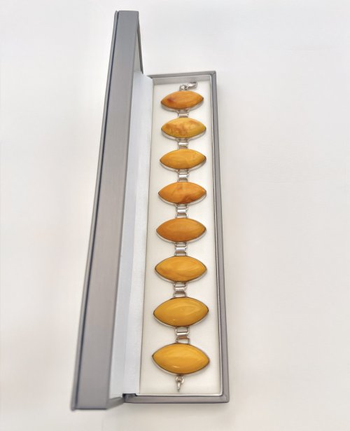 Silver Bracelet with Marquise-Cut Yellow Stones. NEW IN STOCK.