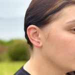 Ruby &amp; Diamond Gold Stud Earrings.