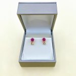 Ruby &amp; Diamond Gold Stud Earrings.