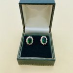 Stud Earrings with Green Stone.