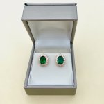 Stud Earrings with Green Stone.