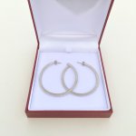Silver Glamour Hoop Earrings / Frosted Finish. 