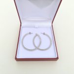 Silver Glamour Hoop Earrings / Frosted Finish. 