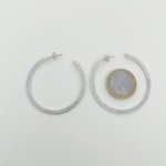 Silver Glamour Hoop Earrings / Frosted Finish. 