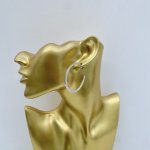 Silver Glamour Hoop Earrings / Frosted Finish. 