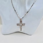 Hallmarked Sterling Silver Crystal Cross Pendant.