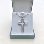 Hallmarked Sterling Silver Crystal Cross Pendant.