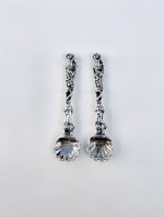Pair Irish Victorian Silver Mermaid Salt Spoons Circa 1850.  