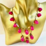 Vintage Raspberry Coloured Jewellery Duo: Necklace &amp; Earrings. Combined or Separate.