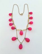 Vintage Raspberry Coloured Jewellery Duo: Necklace &amp; Earrings. Combined or Separate.